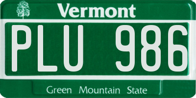 VT license plate PLU986