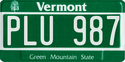 VT license plate PLU987