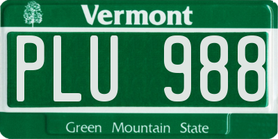 VT license plate PLU988
