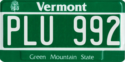 VT license plate PLU992