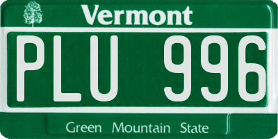 VT license plate PLU996
