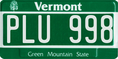 VT license plate PLU998