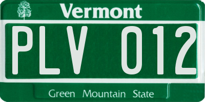 VT license plate PLV012