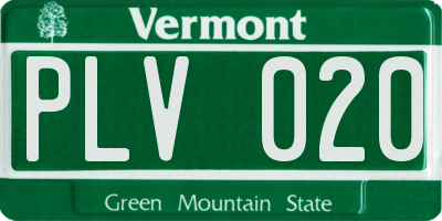 VT license plate PLV020