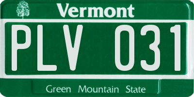 VT license plate PLV031