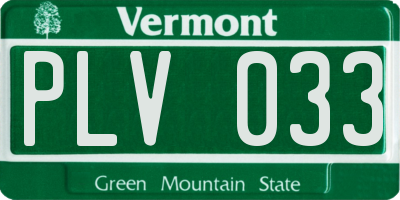 VT license plate PLV033