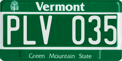 VT license plate PLV035