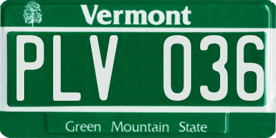VT license plate PLV036