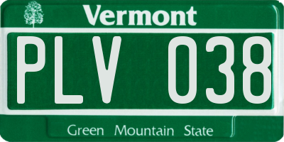 VT license plate PLV038