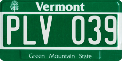 VT license plate PLV039