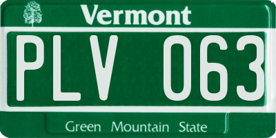VT license plate PLV063