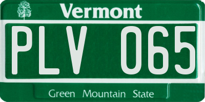 VT license plate PLV065
