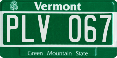 VT license plate PLV067