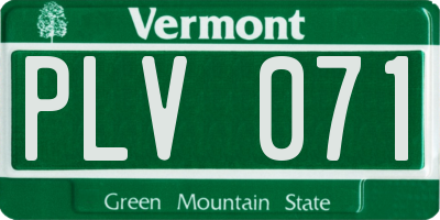 VT license plate PLV071