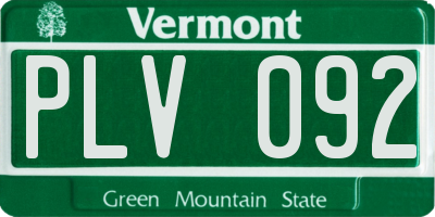 VT license plate PLV092