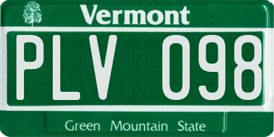 VT license plate PLV098