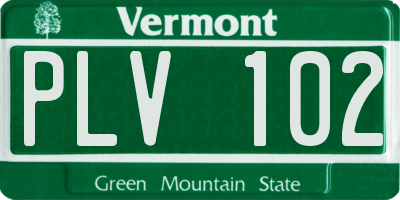 VT license plate PLV102