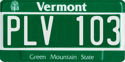 VT license plate PLV103