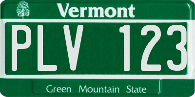 VT license plate PLV123