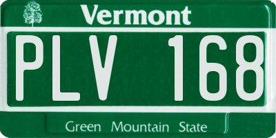 VT license plate PLV168