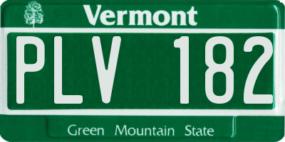 VT license plate PLV182