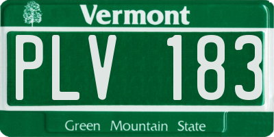 VT license plate PLV183
