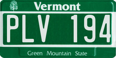 VT license plate PLV194
