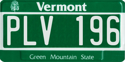 VT license plate PLV196