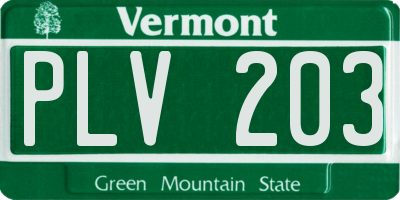 VT license plate PLV203