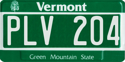 VT license plate PLV204