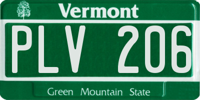 VT license plate PLV206