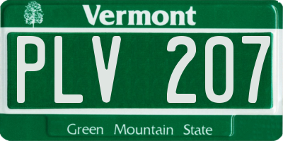VT license plate PLV207