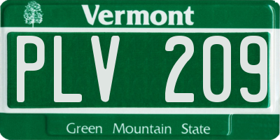 VT license plate PLV209