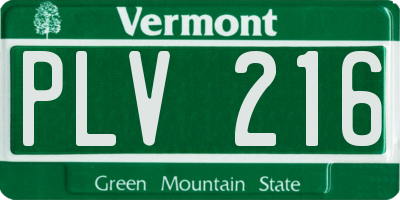 VT license plate PLV216
