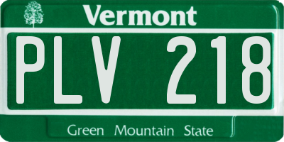 VT license plate PLV218