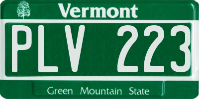 VT license plate PLV223