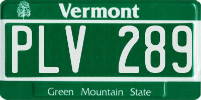 VT license plate PLV289