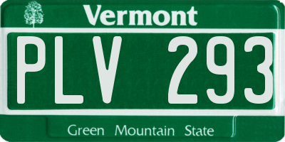VT license plate PLV293