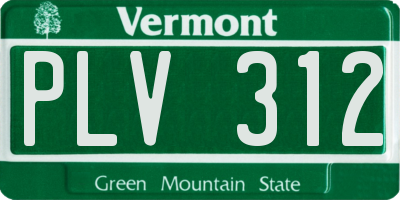 VT license plate PLV312