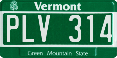 VT license plate PLV314