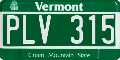 VT license plate PLV315