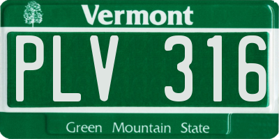 VT license plate PLV316