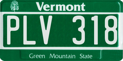 VT license plate PLV318