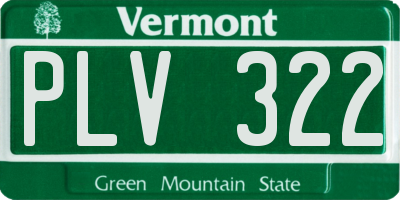 VT license plate PLV322