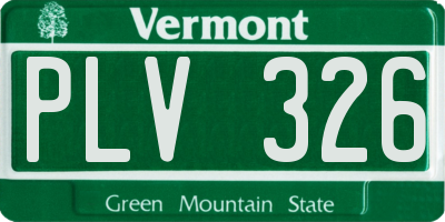 VT license plate PLV326
