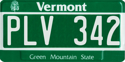 VT license plate PLV342