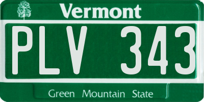 VT license plate PLV343