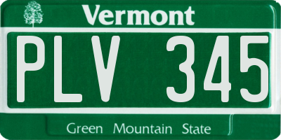 VT license plate PLV345