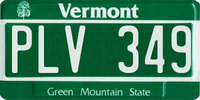 VT license plate PLV349