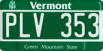 VT license plate PLV353